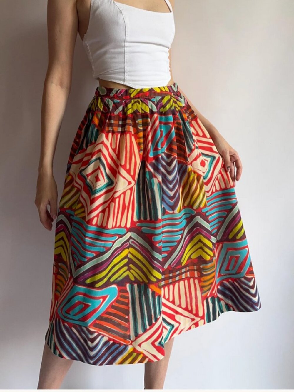 J.Crew bold geometric print cotton midi skirt - Picture 7 of 7